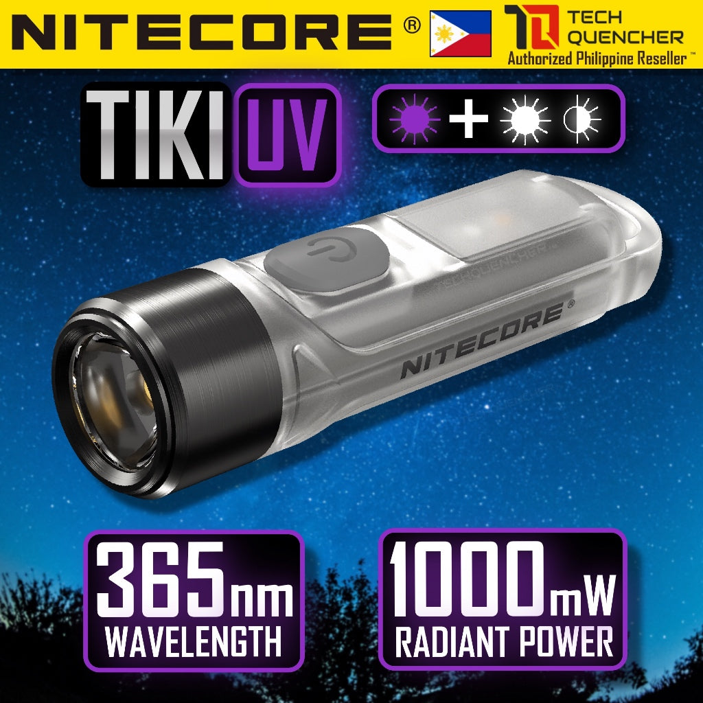 Nitecore TIKI UV Flashlight 1000mW UV High CRI White LED USB-C Rechargeable Keychain Light