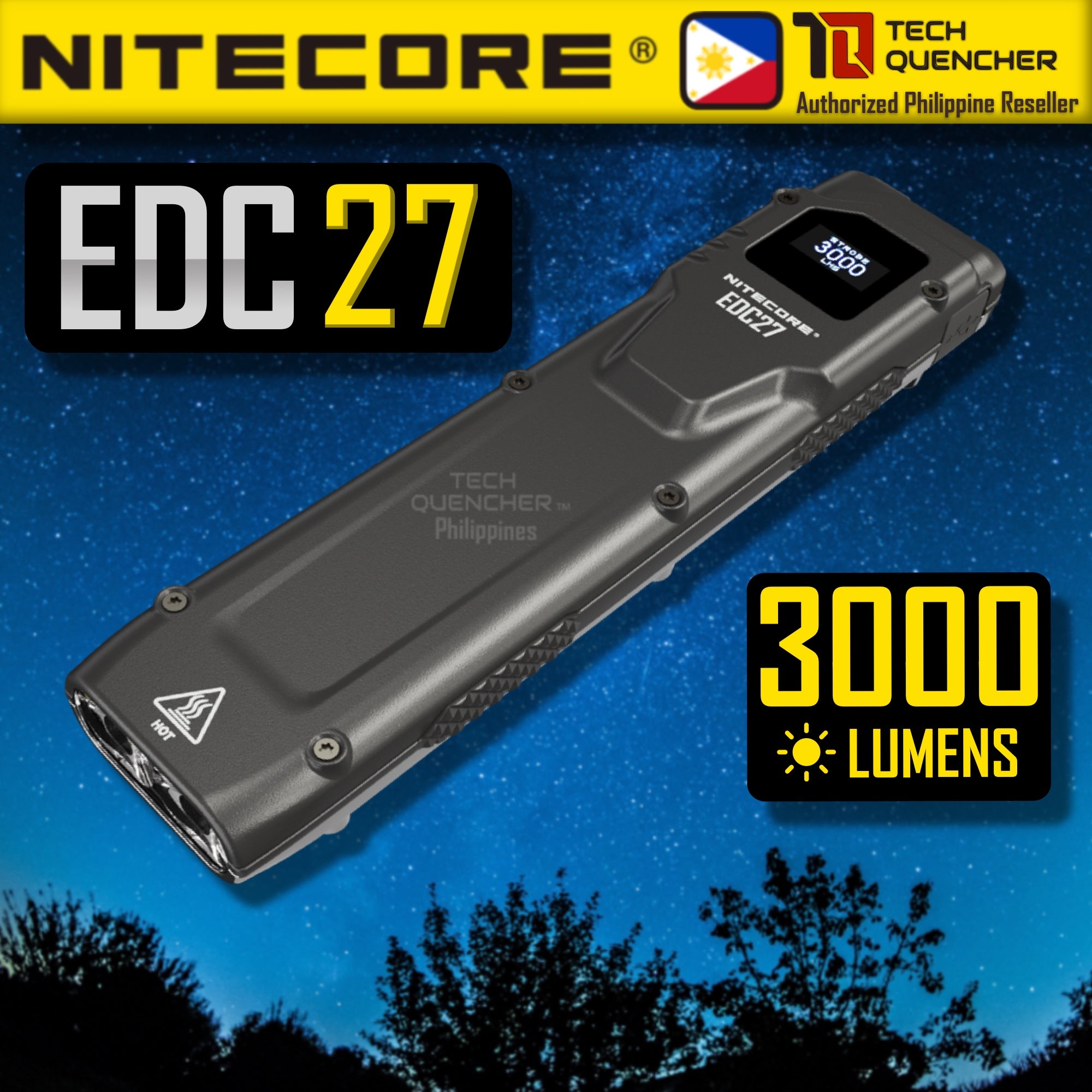 Nitecore EDC27 V2 Flashlight with Sensor Protect - 3000 Lumens