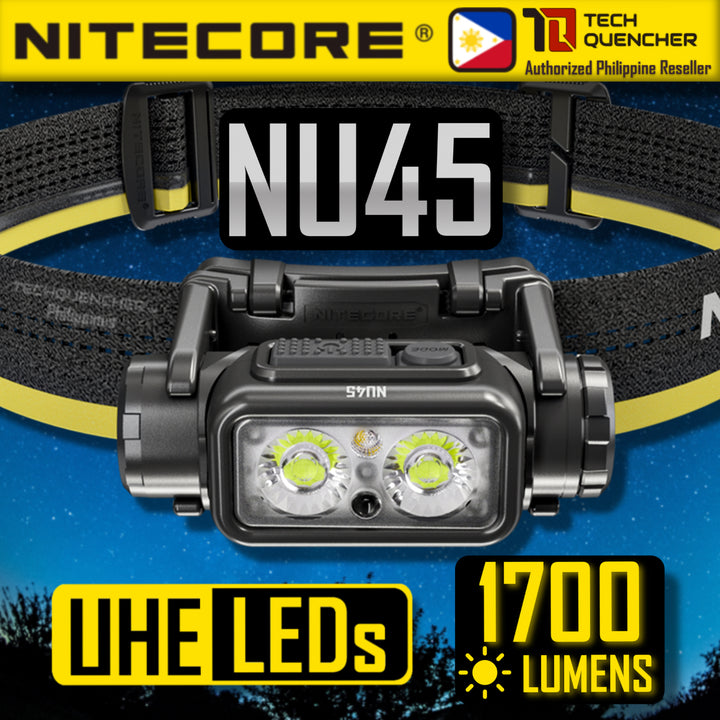 Nitecore NU45 Headlamp 1700 Lumens - 8 Core UHE LED - 14W USB-C Fast Charging 4000mah Battery - IP68