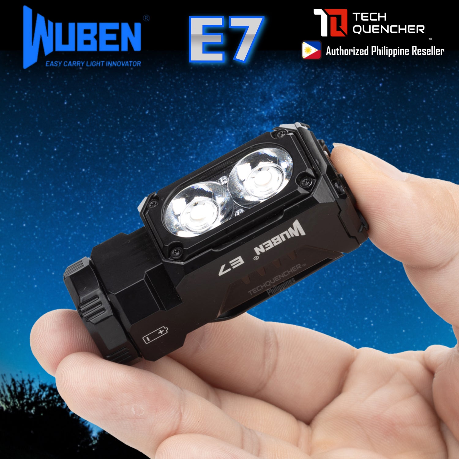 Wuben E7 Flashlight Headlamp - 1800 Lumens - Magnetic Base - Compact - AP10 Gesture Sensor - 1100mAh - 3200mAh - IP68