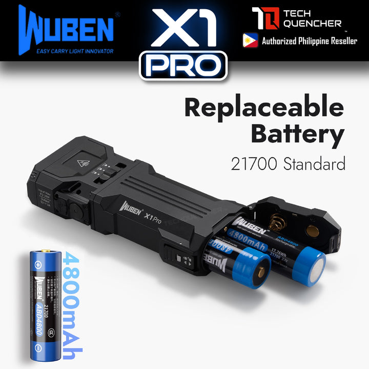 Wuben X1 PRO Flashlight - 12300 Lumens - Cooling Fan - Replaceable Battery - USB-C Reverse Charging - PowerBank