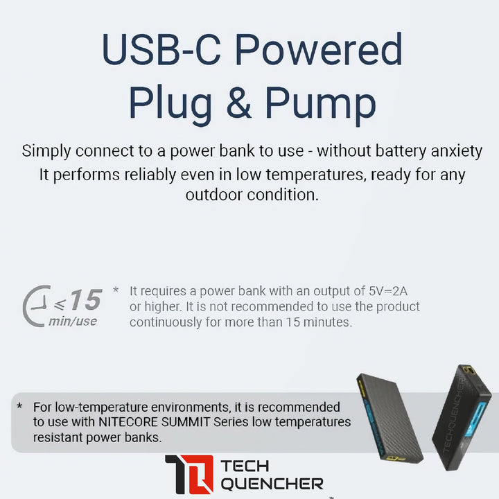 Nitecore AP01 Air Pump - Ultra Lightweight Portable - USB-C Powered - 22 grams - 2.8kPa - 220L/min