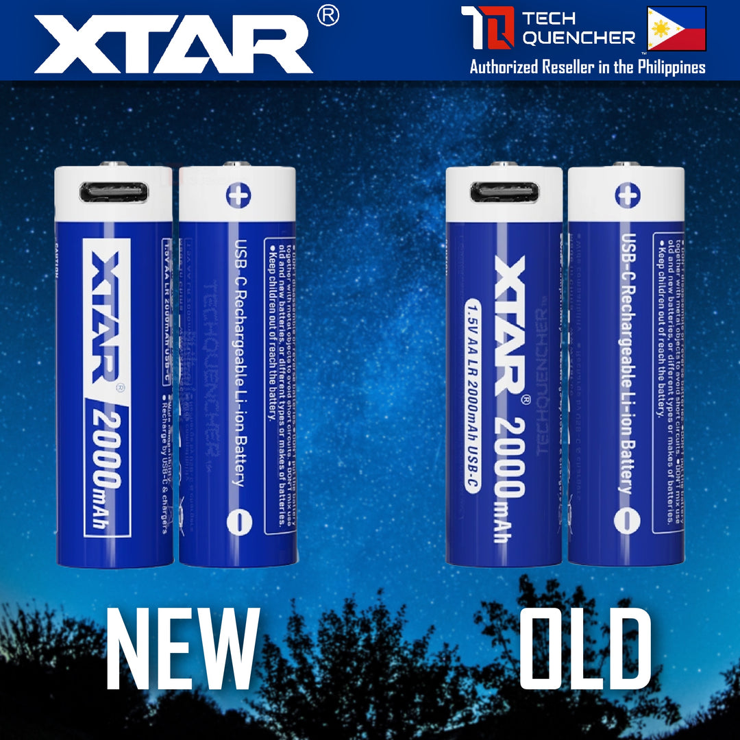 XTAR AA LR 1.5V 2000mAh USB-C Rechargeable Lithium Battery - 2.5H Fast Charging - Light Indicators