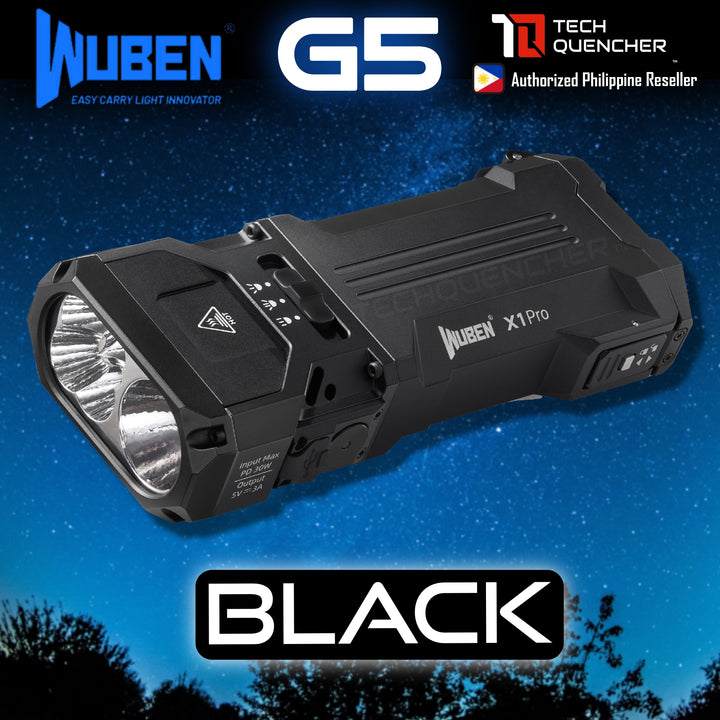 Wuben X1 PRO Flashlight - 12300 Lumens - Cooling Fan - Replaceable Battery - USB-C Reverse Charging - PowerBank