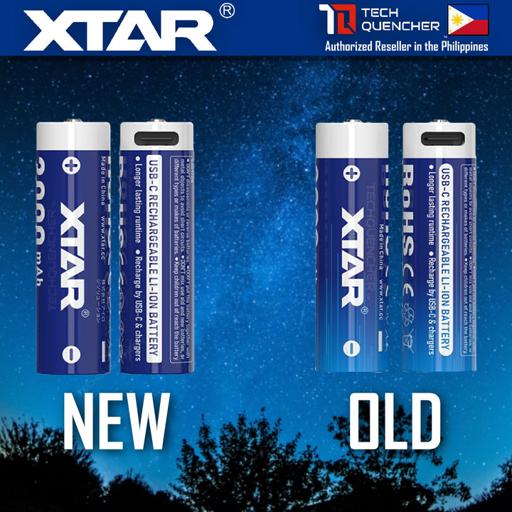 XTAR AA LR 1.5V 3000mAh USB-C Rechargeable Lithium Battery - 3.9h Fast Charging - Light Indicators