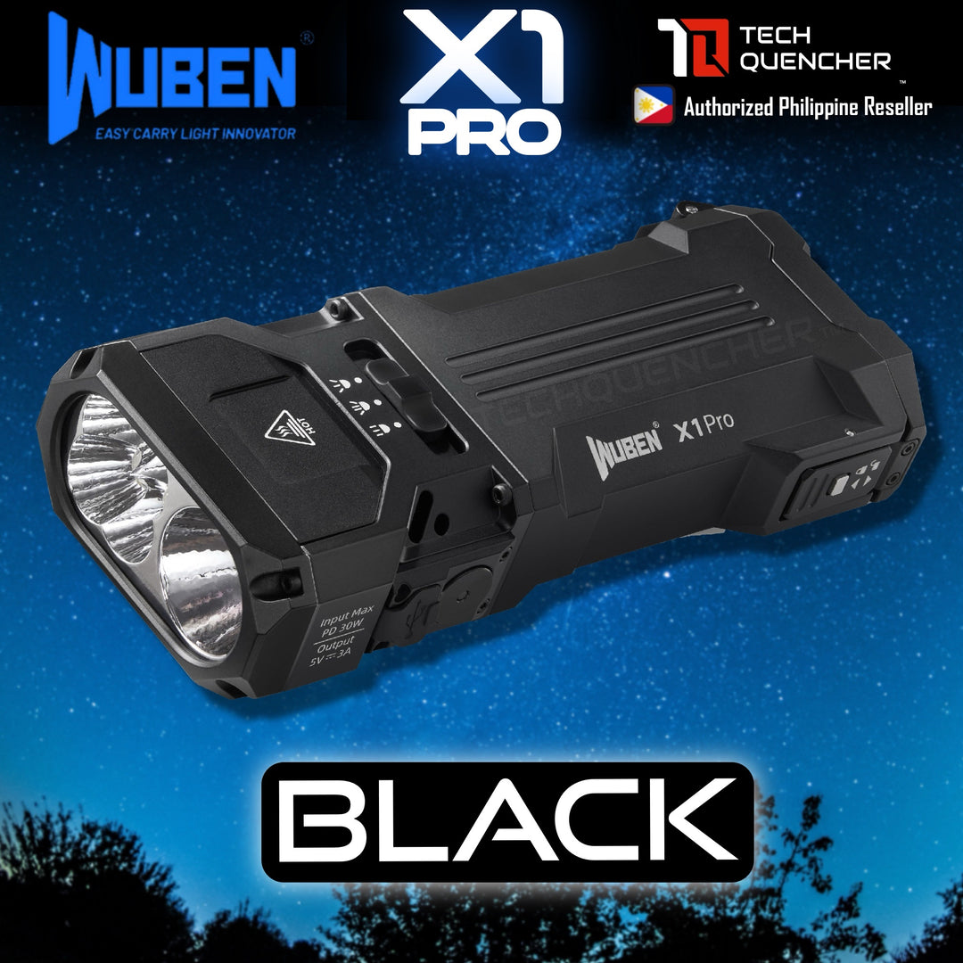 Wuben X1 PRO Flashlight - 12300 Lumens - Cooling Fan - Replaceable Battery - USB-C Reverse Charging - PowerBank