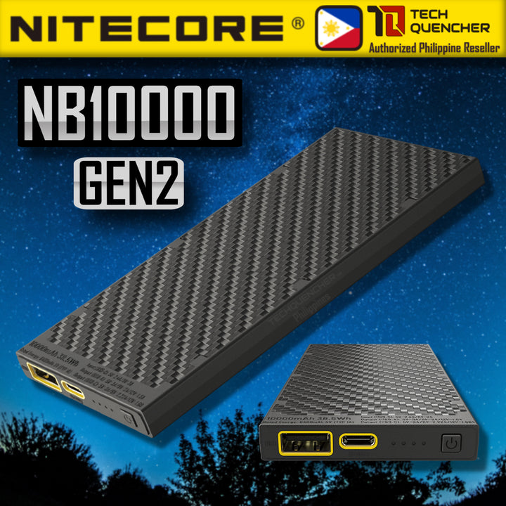 Nitecore NB10000 GEN2 V2 - 10000 mAh Powerbank - Ultra Slim Body - Carbon Fiber - PD QC 3.0 Charging