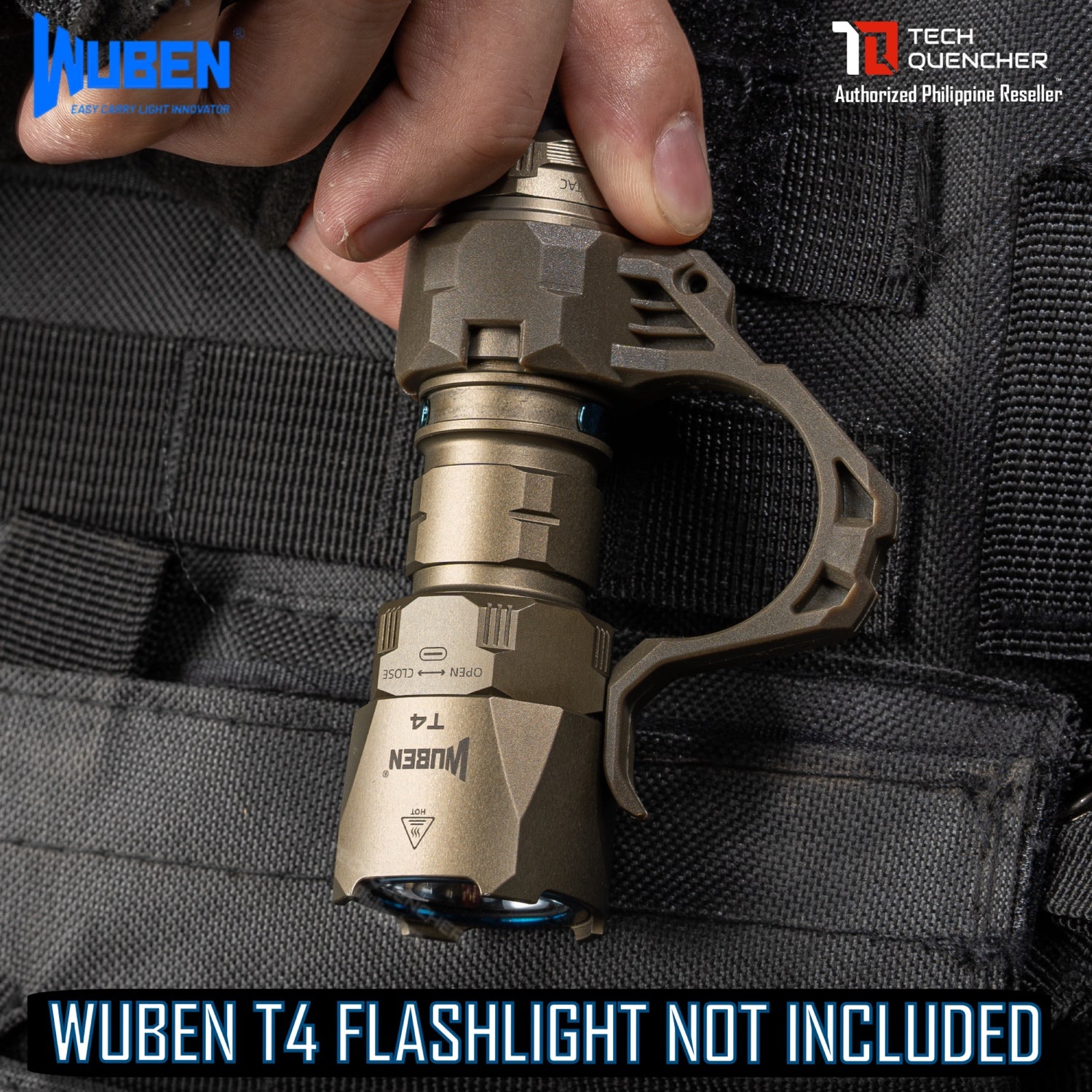 Wuben AP50 TAC Ring For T4 Flashlight - Tungsten Steel Tip - Glass Breaker