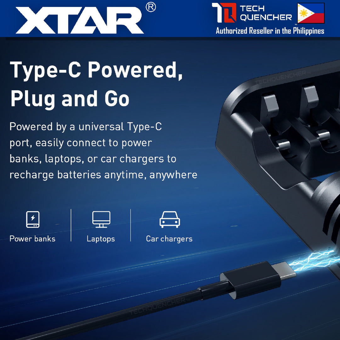 XTAR L8 Pro Battery Charger - USB-C - AA  AAA - 1.5v Li-ion - 1.2v Ni-MH - Refresh + Dishcharge Mode