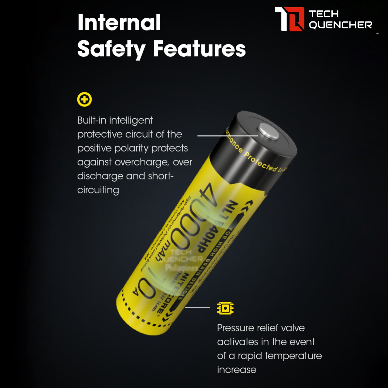 Nitecore NL1840HP Battery - 4000mAh 10A 18650 High Drain Protected Li-ion Rechargeable Battery -IPX6