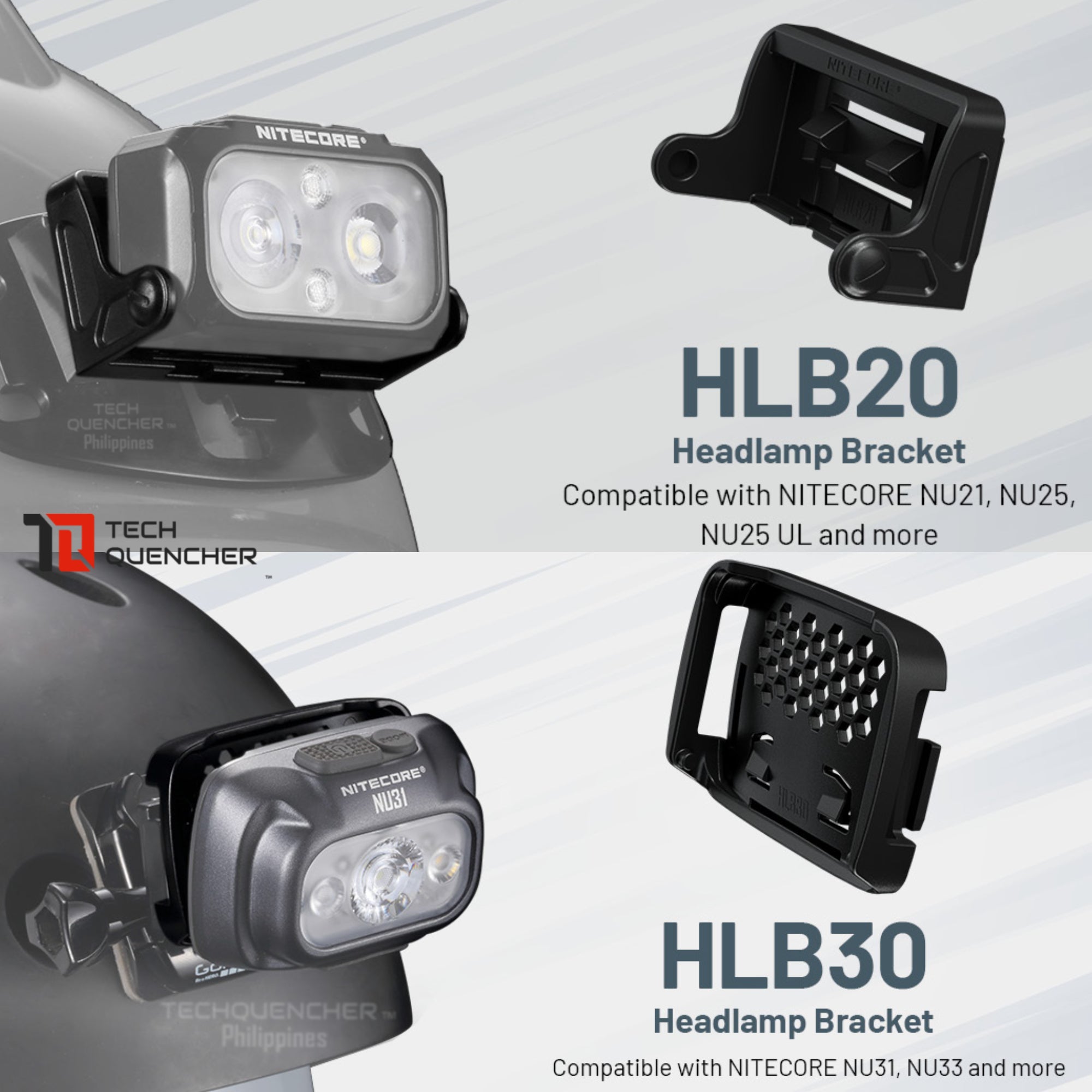 Nitecore Headlamp Bracket Universal Mounting Kit - Helmet - HMB HLB Series - NU25 UL NU33 NU43 NU50 HC65 UHE