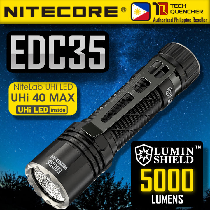 Nitecore EDC35 Flashlight with Lumin Shield - 5000 Lumens  - USB-C Rechargeable - 550m beam - IP68