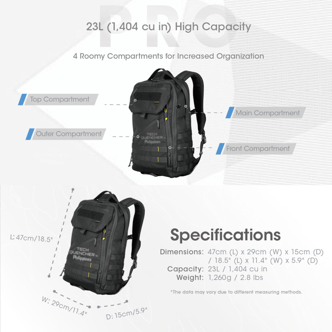 Nitecore BP23 PRO Backpack 23L - 400D Cordura® Fabric - Internal Fiberglas Stay - 15 inch Laptop