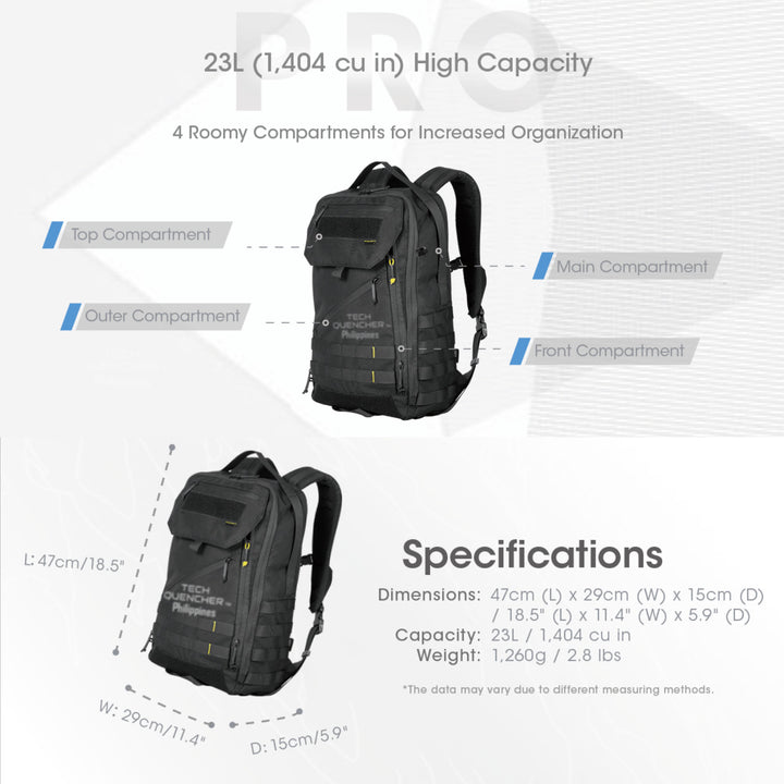 Nitecore BP23 PRO Backpack 23L - 400D Cordura® Fabric - Internal Fiberglas Stay - 15 inch Laptop