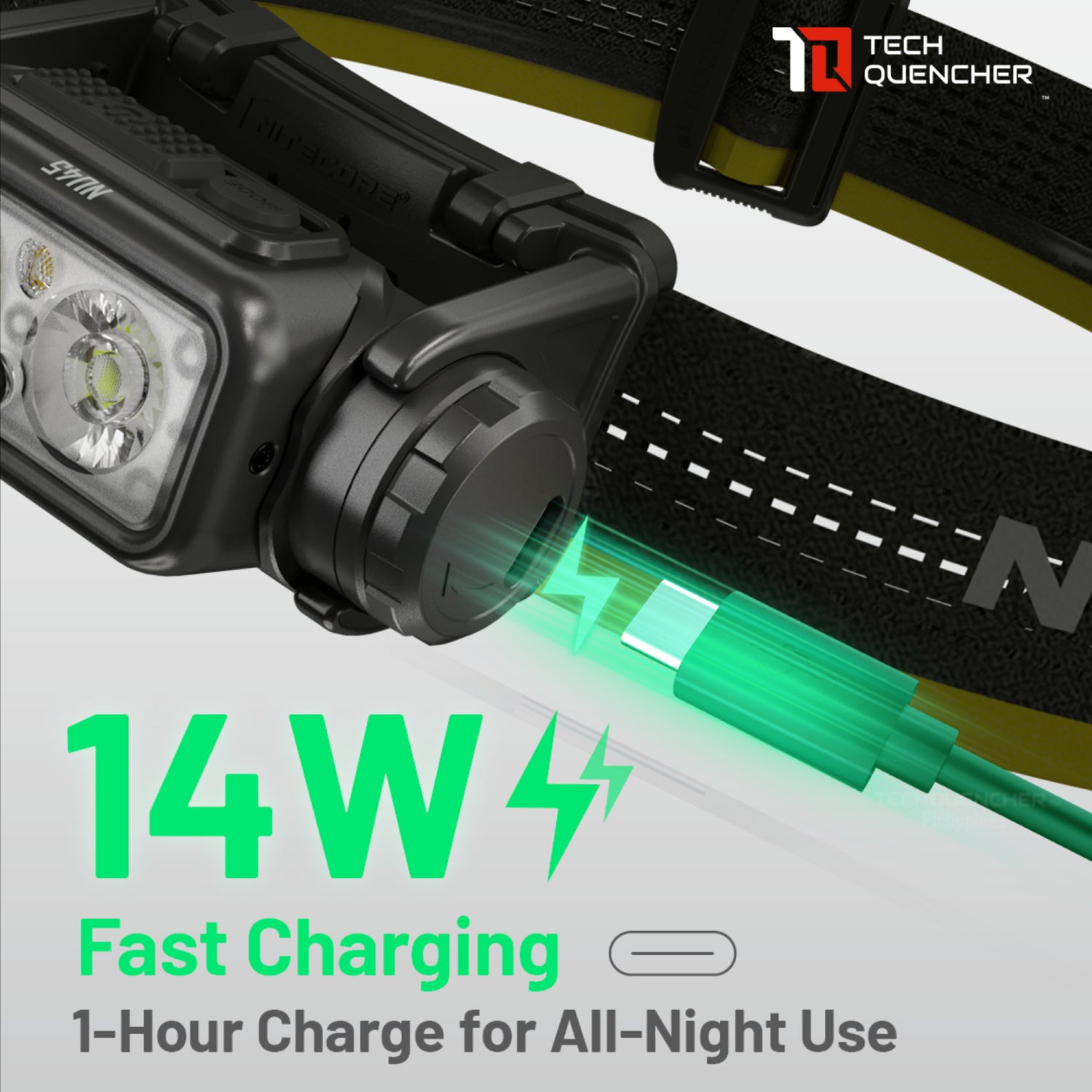 Nitecore NU45 Headlamp 1700 Lumens - 8 Core UHE LED - 14W USB-C Fast Charging 4000mah Battery - IP68