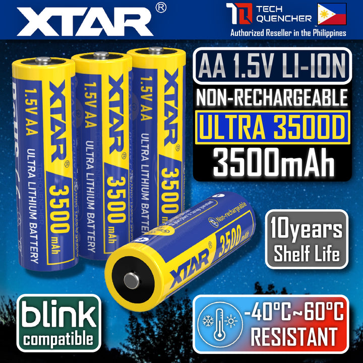 XTAR Ultra3500D AA 1.5V Lithium 3500mAh Non-Rechargeable Battery -For Outdoor Devices - Amazon Blink