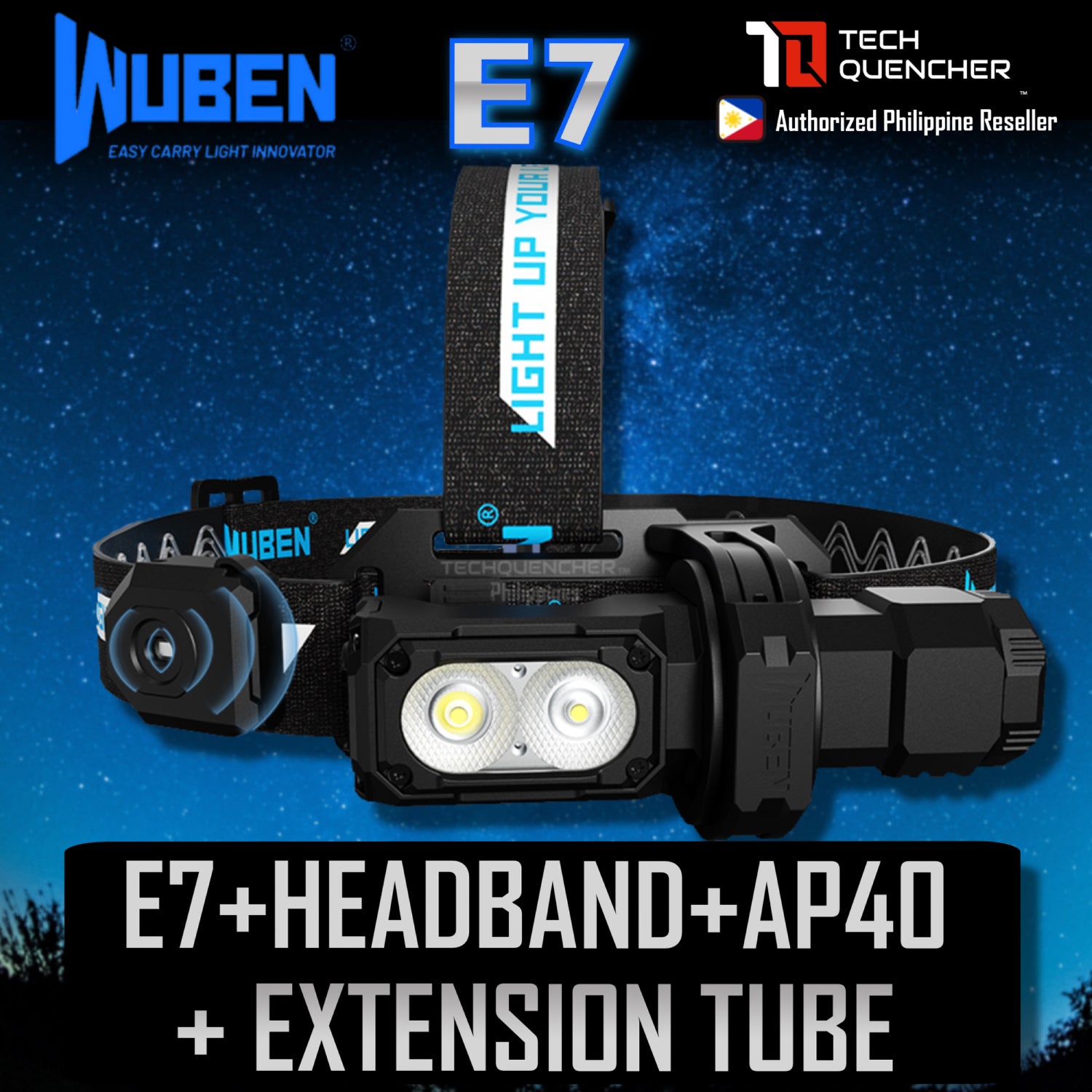 Wuben E7 Flashlight Headlamp - 1800 Lumens - Magnetic Base - Compact - AP10 Gesture Sensor - 1100mAh - 3200mAh - IP68