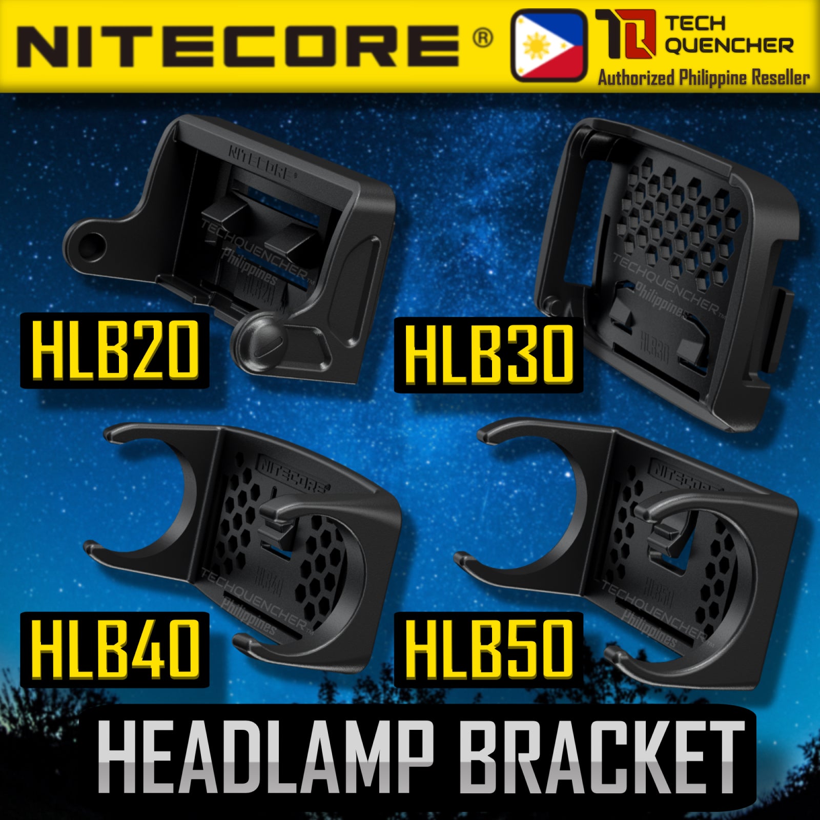 Nitecore Headlamp Bracket Universal Mounting Kit - Helmet - HMB HLB Series - NU25 UL NU33 NU43 NU50 HC65 UHE