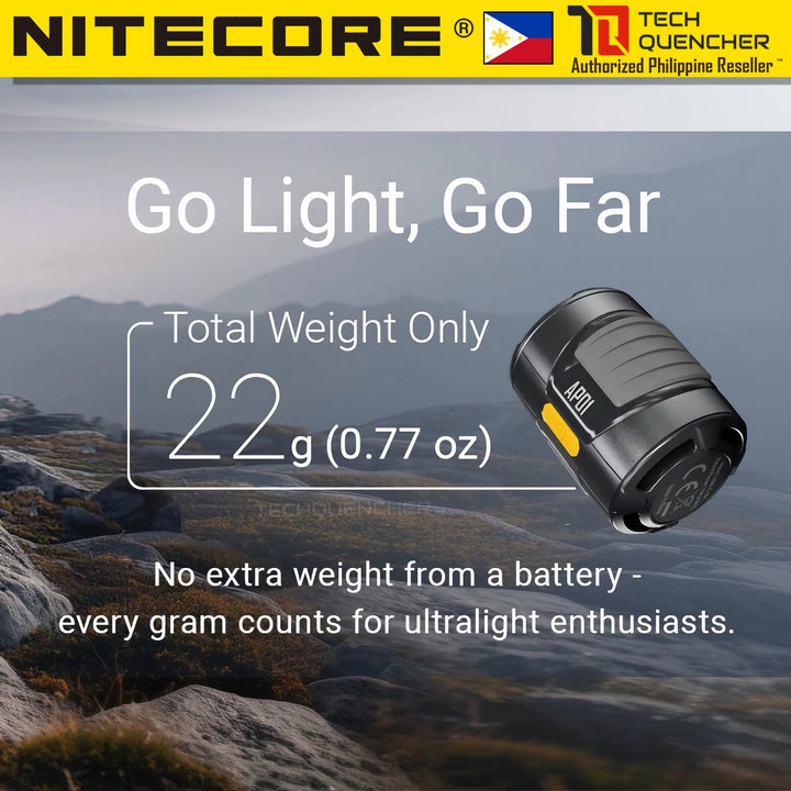 Nitecore AP01 Air Pump - Ultra Lightweight Portable - USB-C Powered - 22 grams - 2.8kPa - 220L/min
