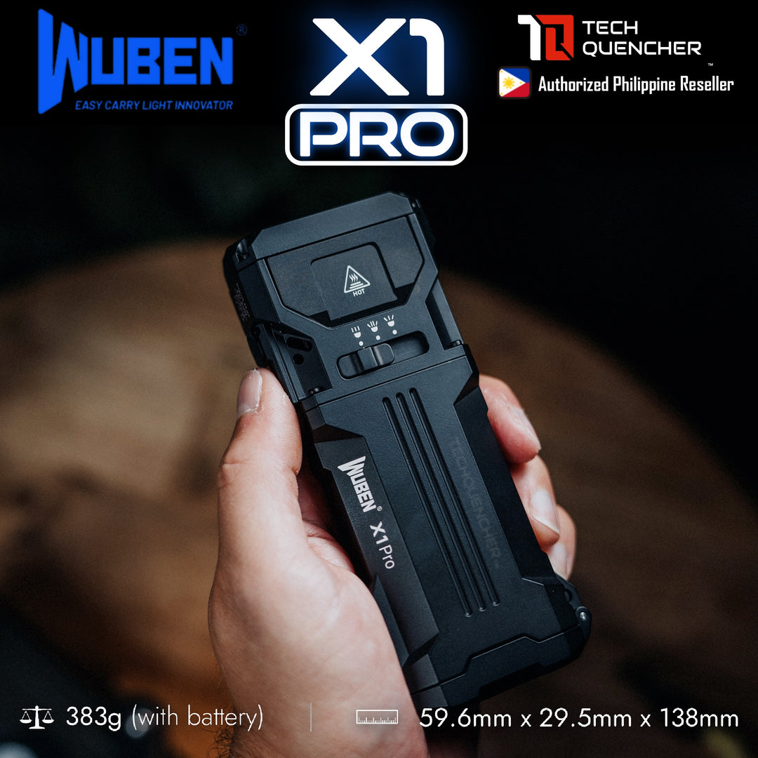 Wuben X1 PRO Flashlight - 12300 Lumens - Cooling Fan - Replaceable Battery - USB-C Reverse Charging - PowerBank