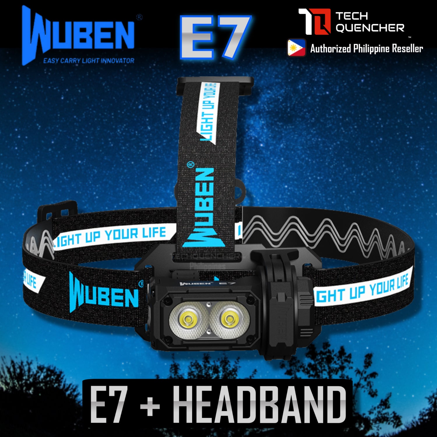 Wuben E7 Flashlight Headlamp - 1800 Lumens - Magnetic Base - Compact - AP10 Gesture Sensor - 1100mAh - 3200mAh - IP68