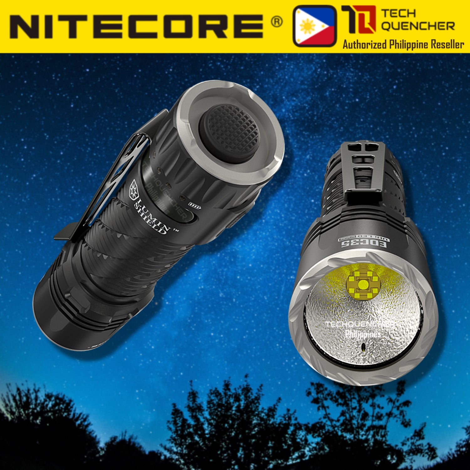 Nitecore EDC35 Flashlight with Lumin Shield - 5000 Lumens  - USB-C Rechargeable - 550m beam - IP68