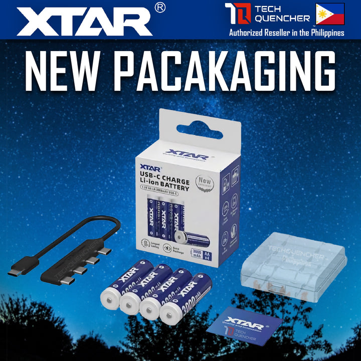 XTAR AA LR 1.5V 3000mAh USB-C Rechargeable Lithium Battery - 3.9h Fast Charging - Light Indicators