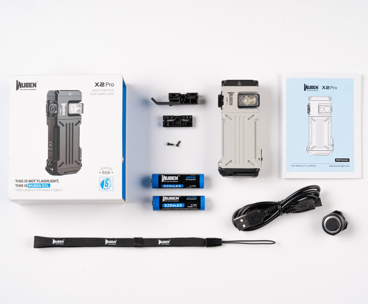 Wuben X2 Pro Flashlight - RGB & UV - 1500 Lumens - Dual Light Source - USB-C Rechargeable -AA - IP68