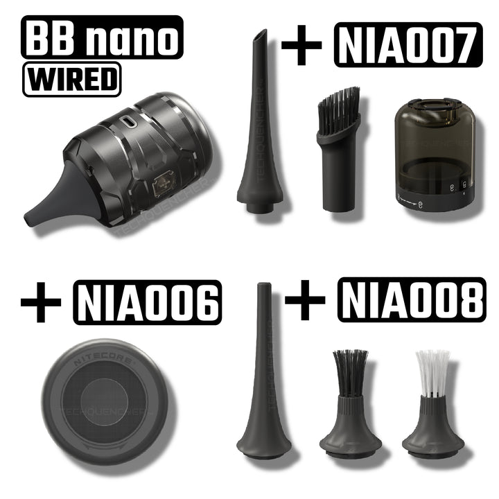 Nitecore BB Nano Wired - Portable Electronic Blower - USB-C Powered - Camera Cleaning - RGB - Vacuum