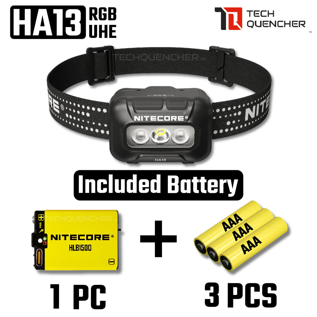 Nitecore HA13 V2 Headlamp 350 Lumens - RGB Light Red Blue Green - Dual Power - AAA or HLB1500 - IP66