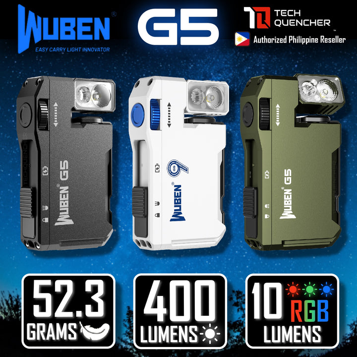 Wuben G5 Flashlight - Keychain Light - 400 Lumens - RGB - 52.3grams - USB-C Rechargeable - IP68
