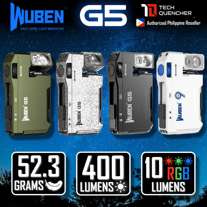 Wuben G5 Flashlight - Keychain Light - 400 Lumens - RGB - 52.3grams - USB-C Rechargeable - IP68