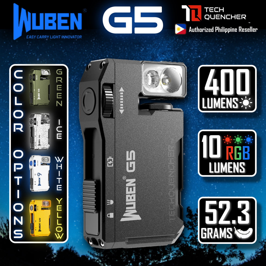 Wuben G5 Flashlight - Keychain Light - 400 Lumens - RGB - 52.3grams - USB-C Rechargeable - IP68