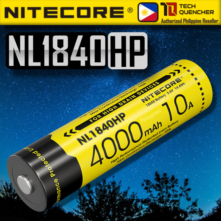 Nitecore NL1840HP Battery - 4000mAh 10A 18650 High Drain Protected Li-ion Rechargeable Battery -IPX6