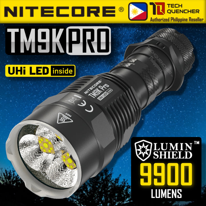 Nitecore TM9K Pro Flashlight - 9900 Lumens - 5000mAh Battery - USB-C - IP68 - Tac Ring -27 cores LED