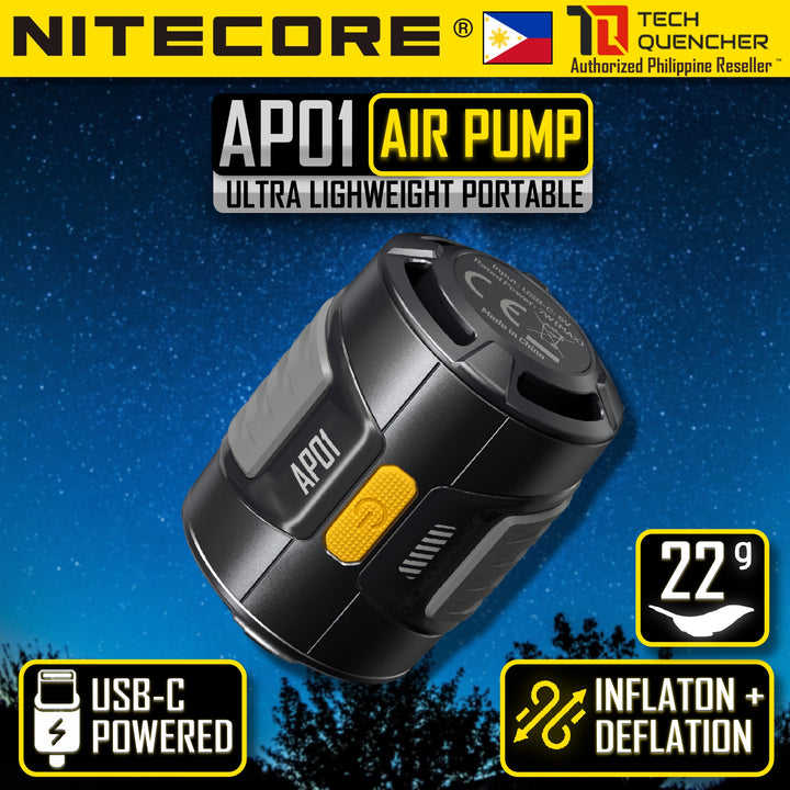 Nitecore AP01 Air Pump - Ultra Lightweight Portable - USB-C Powered - 22 grams - 2.8kPa - 220L/min