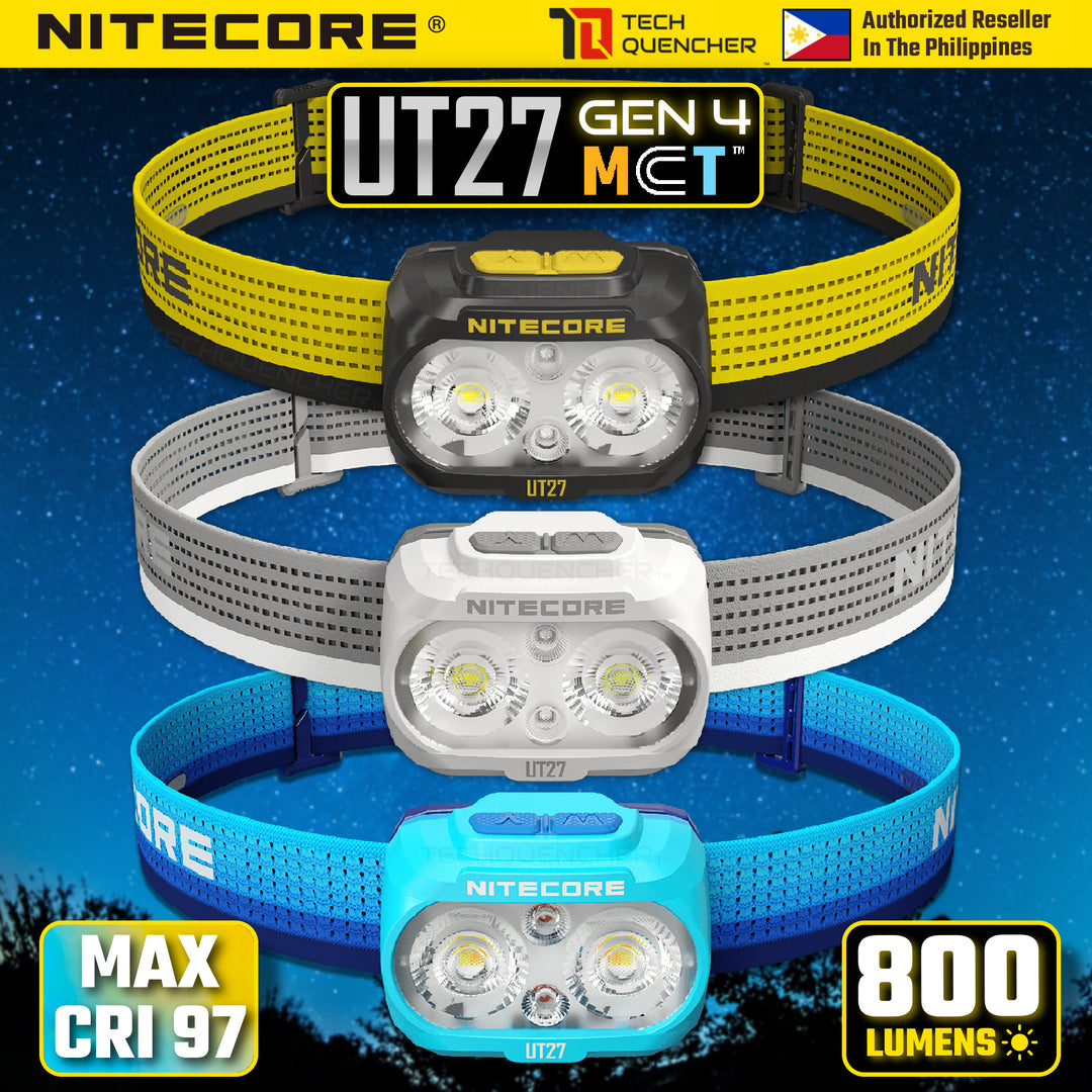Nitecore UT27 GEN4 Headlamp 800 Lumens - Multi Color Temperature - High CRI - Dual Battery Option