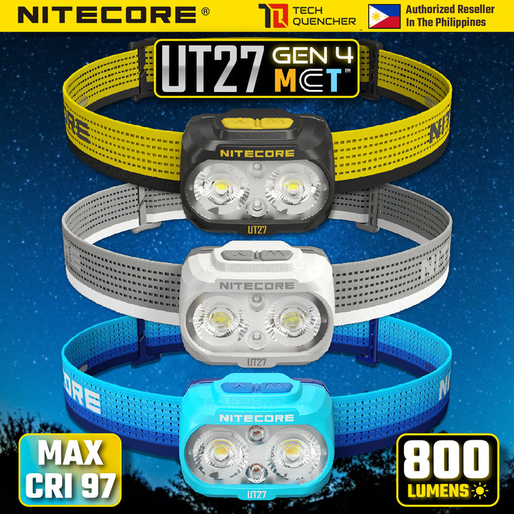 Nitecore UT27 GEN4 Headlamp 800 Lumens - Multi Color Temperature - High CRI - Dual Battery Option