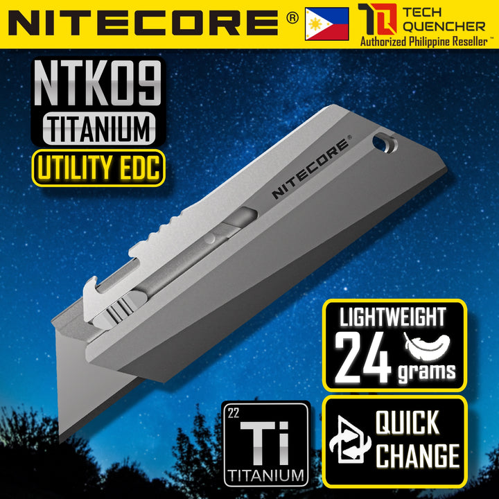 Nitecore NTK09 Titanium Utility Tool - Lightweight 49grams - Premium EDC Keychain - Replaceable Tip