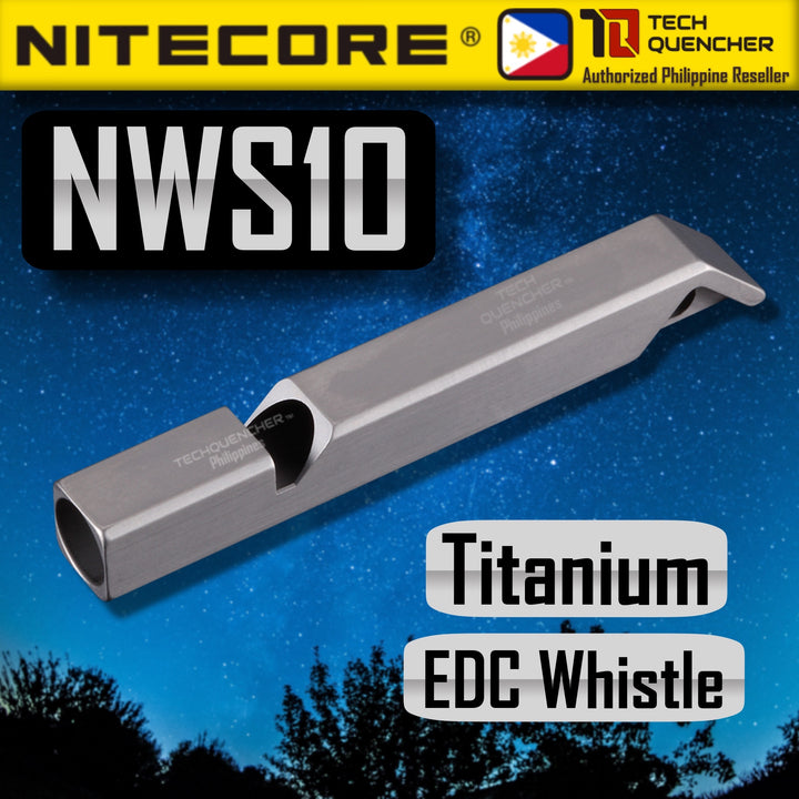 Nitecore NWS10 Titanium Whistle - Outdoor Emergency Whistle - 120 decibels - Teflon Resonator - EDC