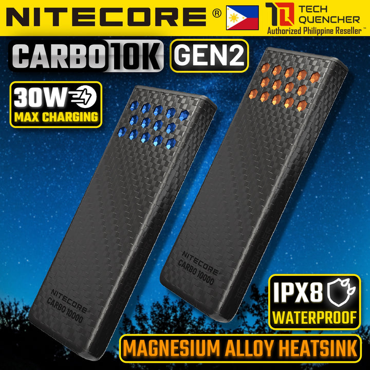 Nitecore Carbo 10000 GEN2- Carbon Fiber Powerbank - 10000mAh - 30W Output- IPX8 - Magnesium Heatsink