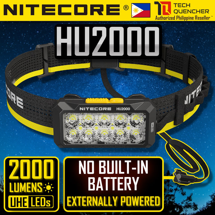 Nitecore HU2000 Headlamp - 2000 Lumens - No Built-In Battery - 114 grams - Flexible External Power Supply Options - IP68 App 5