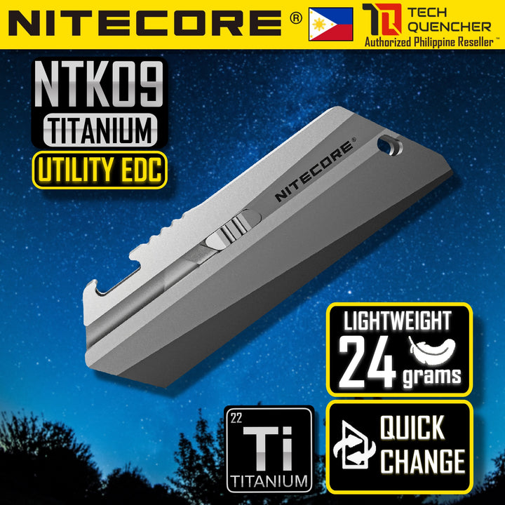 Nitecore NTK09 Titanium Utility Tool - Lightweight 49grams - Premium EDC Keychain - Replaceable Tip