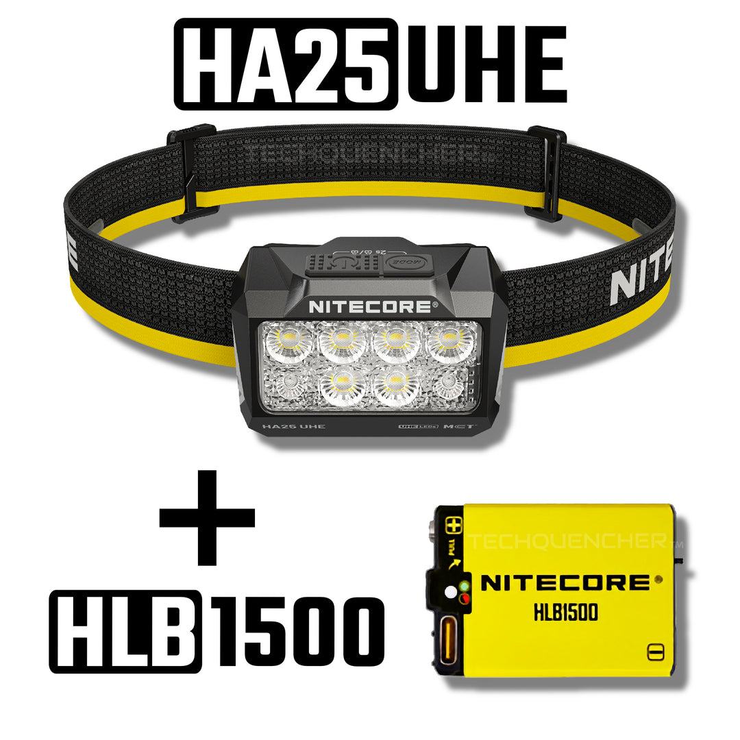 Nitecore HA25 UHE Headlamp - 800 Lumens - MCT - Dual Battery - AAA or Li-ion - Aluminum Heat Sink