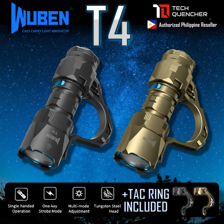 Wuben T4 Flashlight - Compact - Rotary Selector Mode - Dual Stage Tailcap - 850 Lumens - USB-C