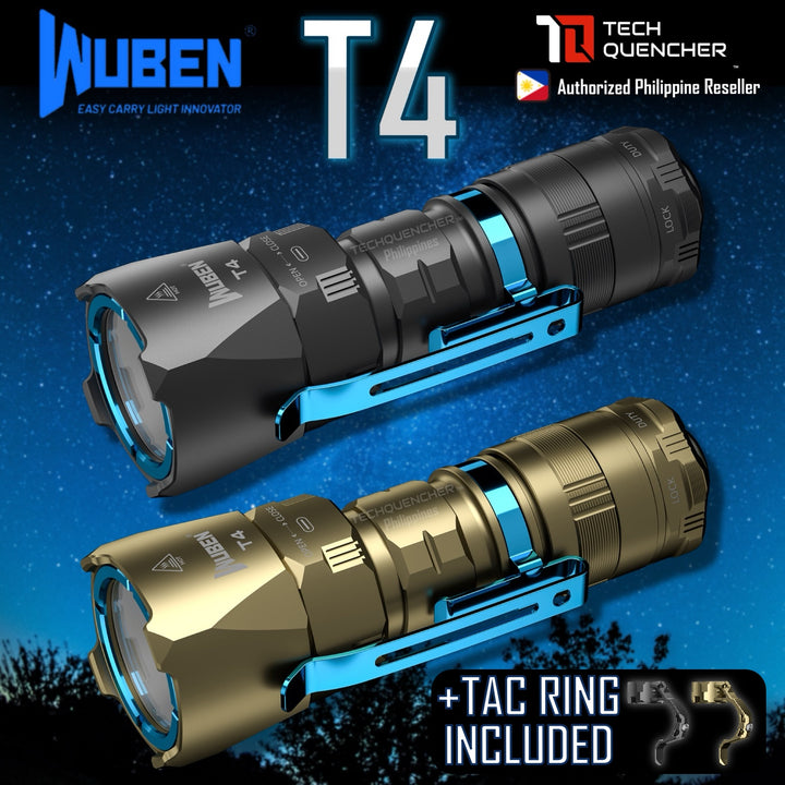 Wuben T4 Flashlight - Compact - Rotary Selector Mode - Dual Stage Tailcap - 850 Lumens - USB-C