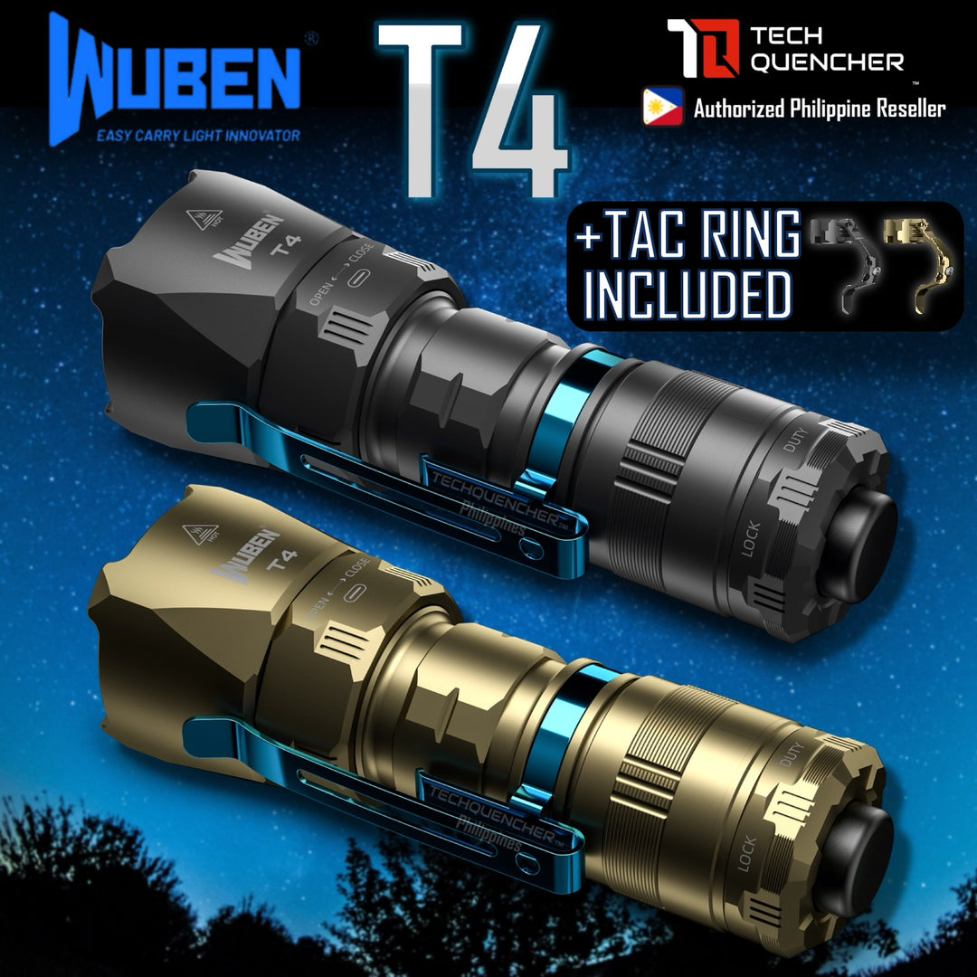 Wuben T4 Flashlight - Compact - Rotary Selector Mode - Dual Stage Tailcap - 850 Lumens - USB-C