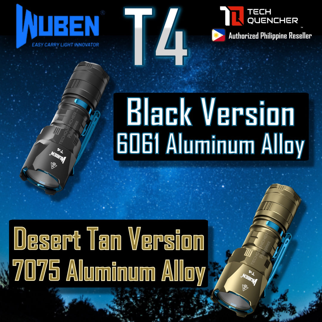 Wuben T4 Flashlight - Compact - Rotary Selector Mode - Dual Stage Tailcap - 850 Lumens - USB-C