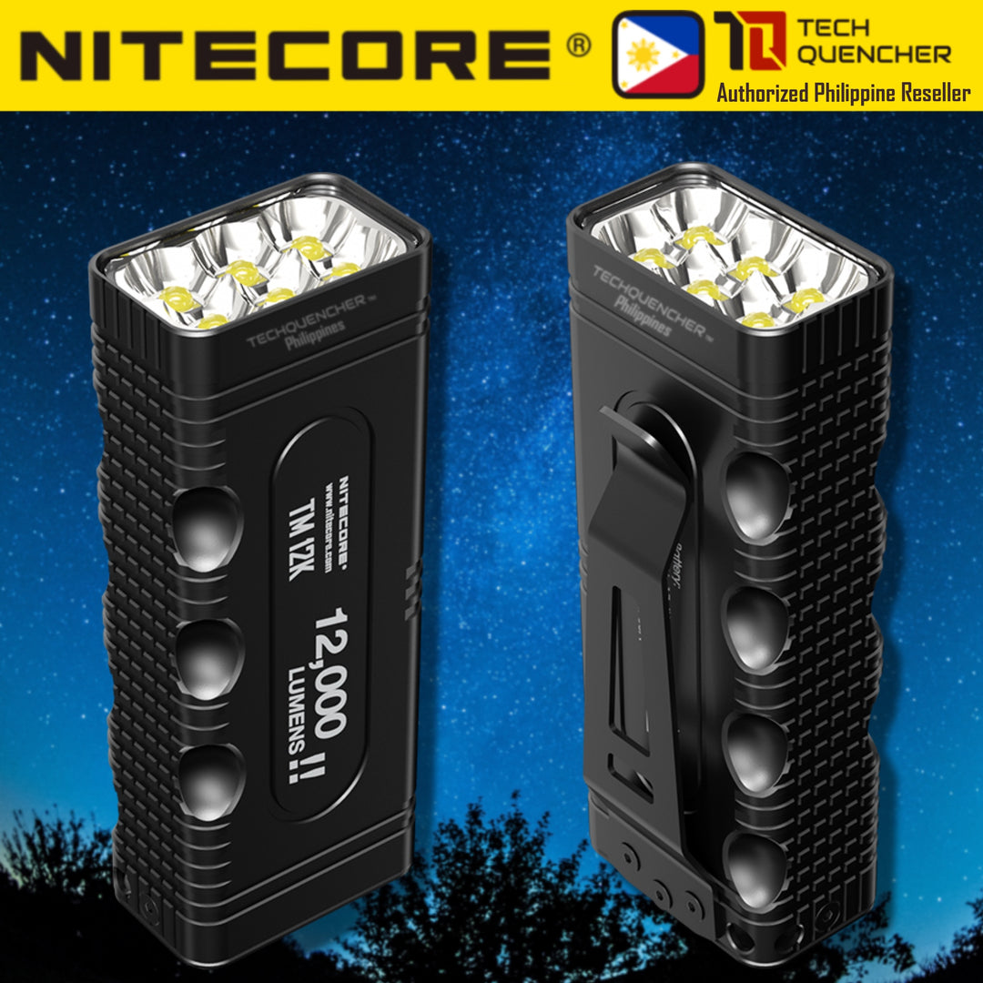 Nitecore TM12K Flashlight - 12000 Lumens - 4800mAh Battery - USB-C QC Charging - Compact Tactical
