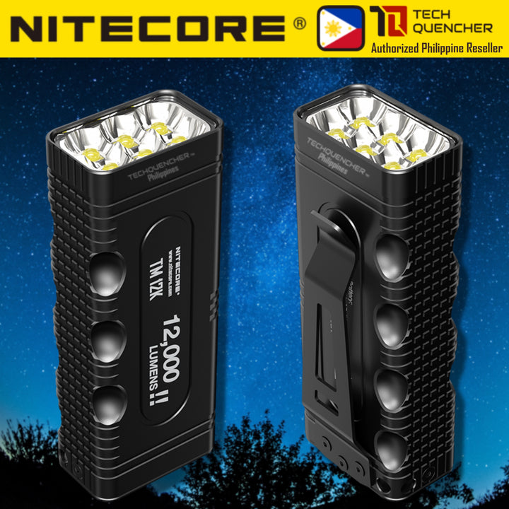 Nitecore TM12K Flashlight - 12000 Lumens - 4800mAh Battery - USB-C QC Charging - Compact Tactical